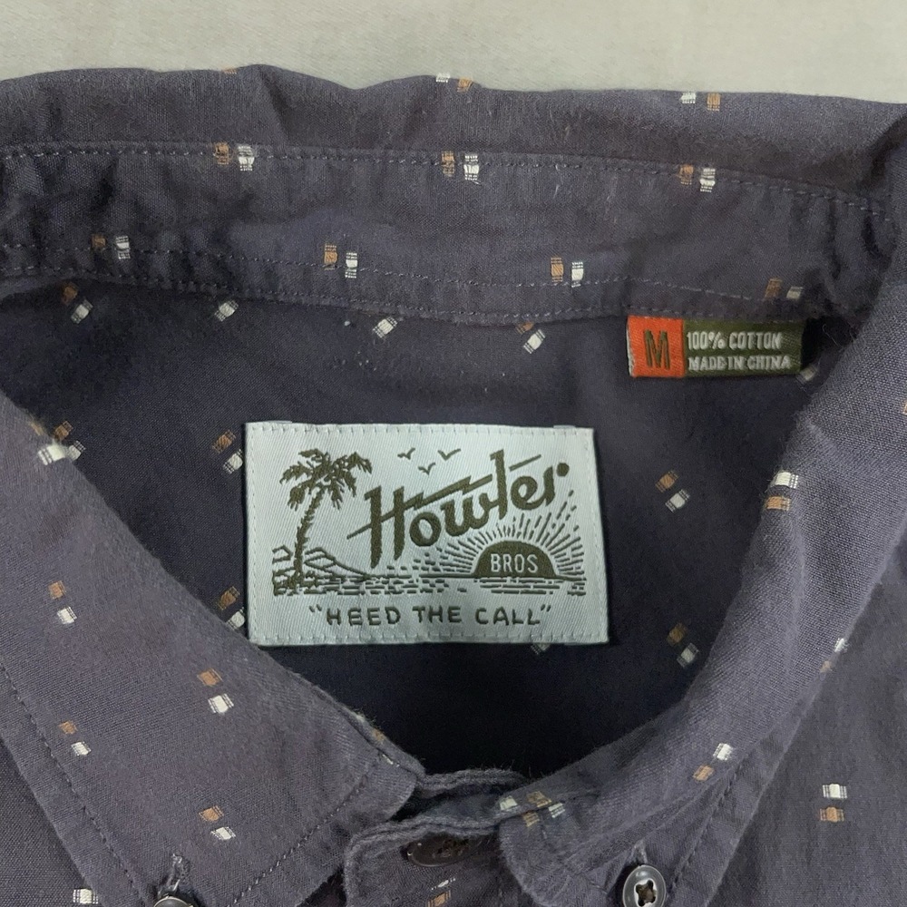 Howler Bros Shirt Mens Medium Gray Short Sleeve Button Up Cotton Casual *READ - Picture 4 of 13